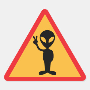 Alien Warning Dreieckiger Aufkleber