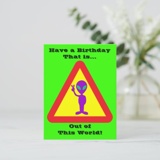 Alien Warning Postkarte (Stehend Vorderseite)