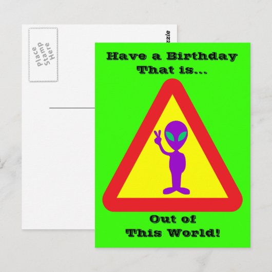 Alien Warning Postkarte (Vorne/Hinten)