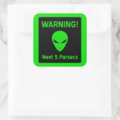 Alien Warning Sign Quadratischer Aufkleber (Tasche)