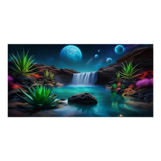 Alien Wasserfall und Monde Poster (Vorderseite)