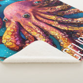 Alien Wasserfarben-Oktopus mit Personalisiertem Na Sherpadecke (3/4)