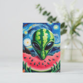 Alien Watermelon Postkarte (Stehend Vorderseite)
