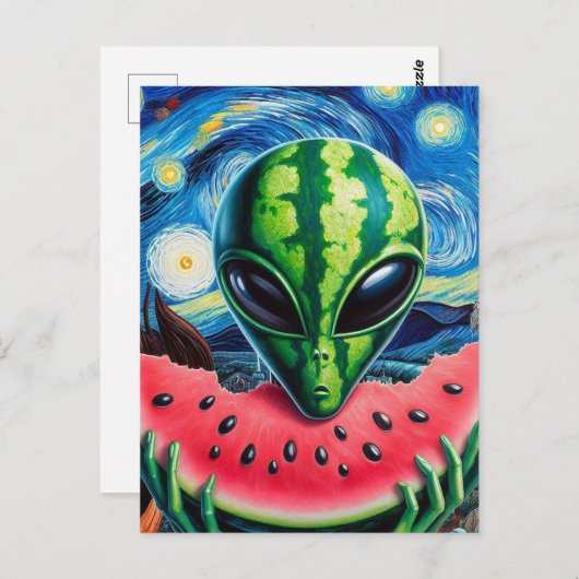 Alien Watermelon Postkarte (Vorne/Hinten)