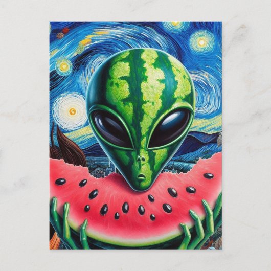 Alien Watermelon Postkarte (Vorderseite)
