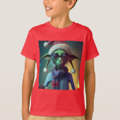 Alien Weihnachten Hippie Elf Geschenk. T-Shirt (Vorderseite)