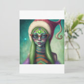 Alien Weihnachten Hippie Elf Geschenk. T-Shirt (Stehend Vorderseite)