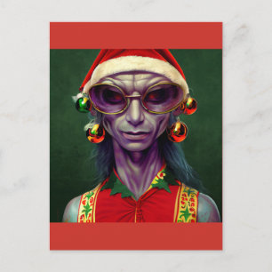 Alien Weihnachten Hippie Elf Geschenk. T-Shirt Postkarte