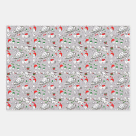 Alien Weihnachten im Weltraum Geschenkpapier Set