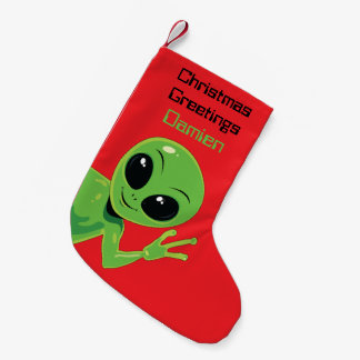 Alien-Weihnachten Personalisierter Außerirdischer Kleiner Weihnachtsstrumpf