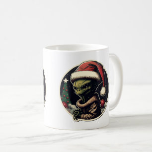 Alien-Weihnachts-Sticker-Art-Klassischer Becher, 3 Kaffeetasse