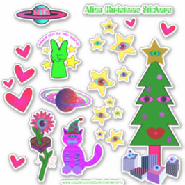 Alien Weihnachtsaufkleber Aufkleber