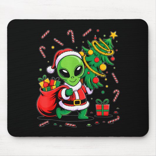Alien-Weihnachtsbaum-Xmas-Lichter Lustige Feiertag Mousepad (Vorne)