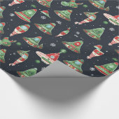 Alien Weihnachtsfeiertag Packpapier Raumschiff (Ecke)