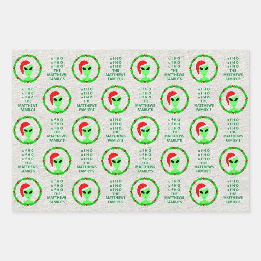 Alien Weihnachtsfest Geschenkpapier Set (Vorderseite 2)