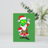 alien Weihnachtsmann Feiertagspostkarte (Stehend Vorderseite)