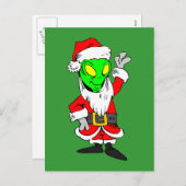 alien Weihnachtsmann Feiertagspostkarte (Vorne/Hinten)