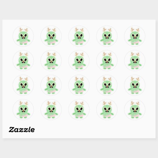Alien-Weihnachtssticker 1 Runder Aufkleber (Blatt)