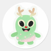 Alien-Weihnachtssticker 1 Runder Aufkleber (Vorderseite)
