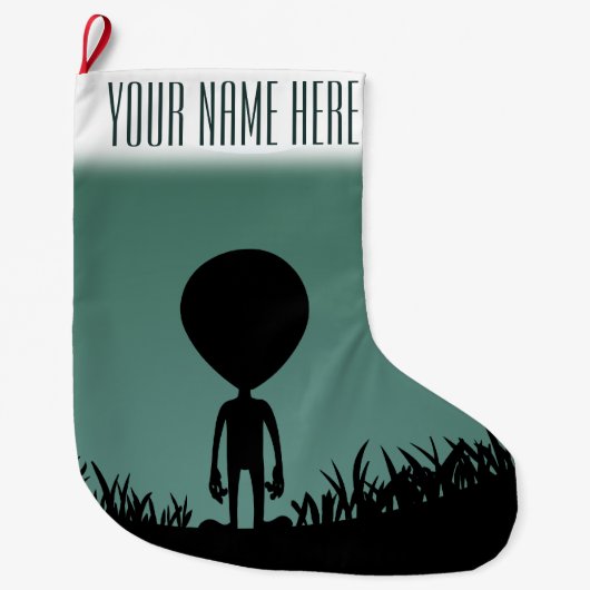 Alien-WeihnachtsStrumpf-kundenspezifischer Großer Weihnachtsstrumpf (Vorderseite)