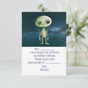 Alien Weltraum Geburtstags Dankeskarten Dankeskarte