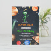 Alien Weltraumgalaxie Party Einladung (Stehend Vorderseite)