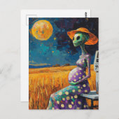 Alien wird bald Mutter in einem Weizenfeld Postkarte (Vorne/Hinten)