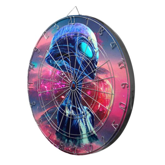 Alien Wisdom Psychedelic Scifi Art Dartscheibe (Vorderseite rechts)