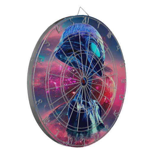 Alien Wisdom Psychedelic Scifi Art Dartscheibe (Vorderseite Links)