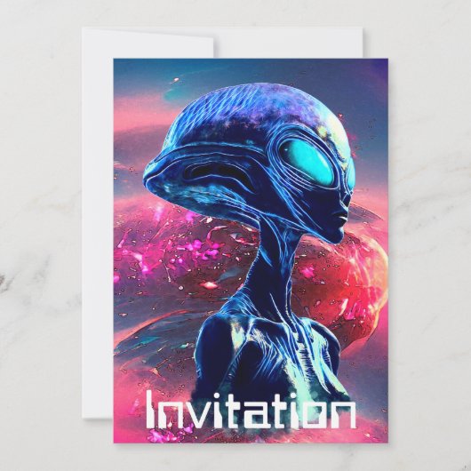 Alien Wisdom Psychedelic Scifi Art Einladung (Vorderseite)