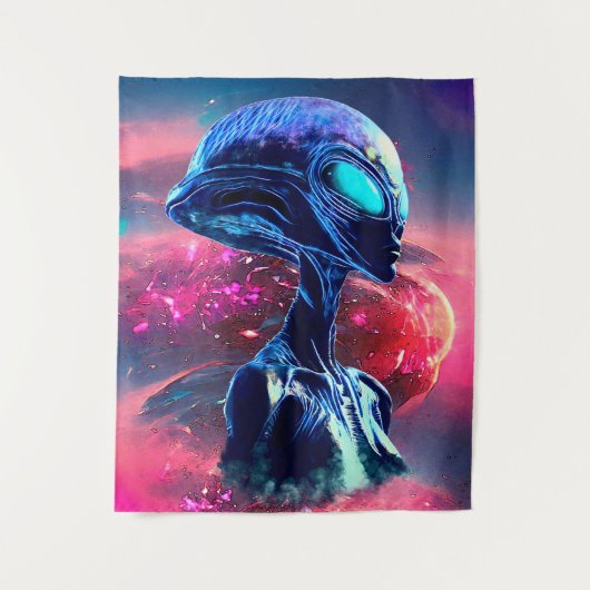 Alien Wisdom Psychedelic Scifi Art Wandteppich (Vorderseite)