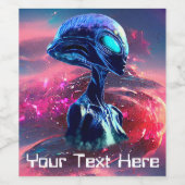 Alien Wisdom Psychedelic Scifi Art Weinetikett (Einzelnes Label)