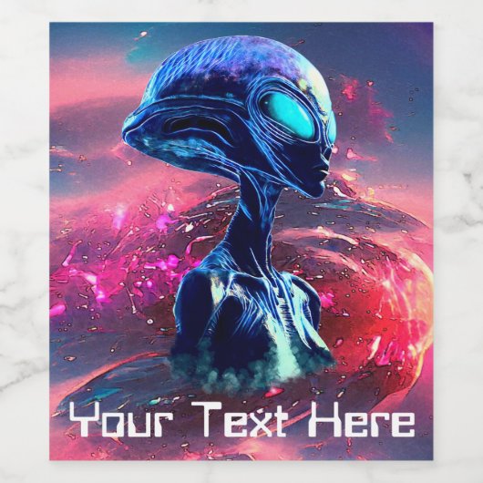 Alien Wisdom Psychedelic Scifi Art Weinetikett (Einzelnes Label)