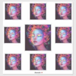 Alien Woman mit kosmischem Haar Aufkleber