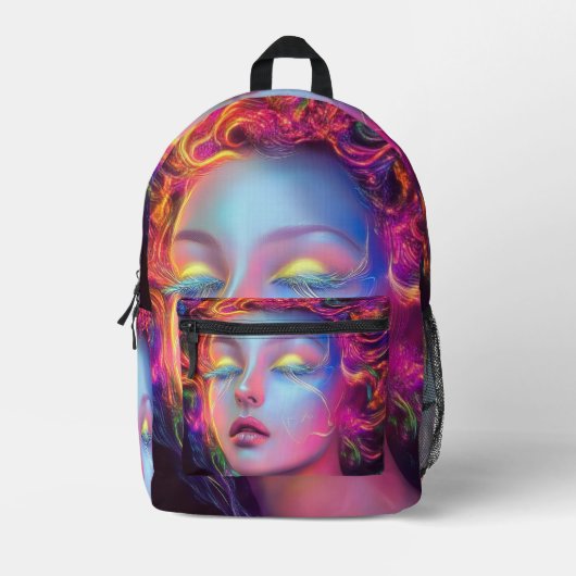 Alien Woman mit kosmischem Haar Bedruckter Rucksack (Vorderseite)