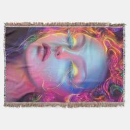 Alien Woman mit kosmischem Haar Decke