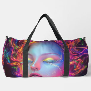 Alien Woman mit kosmischem Haar Duffle Bag