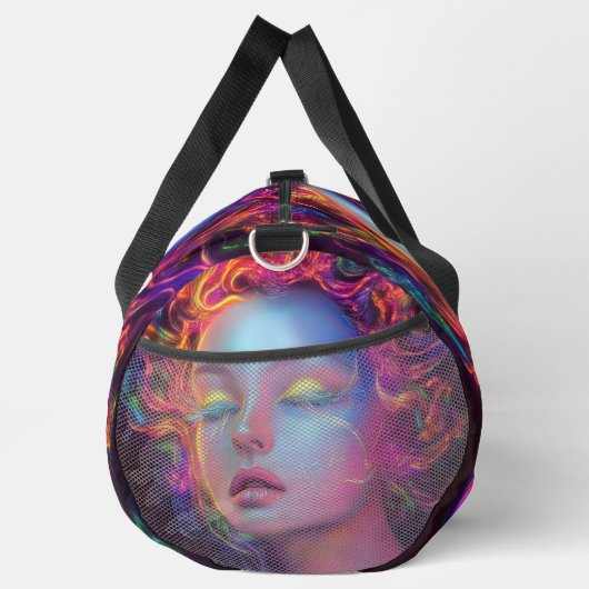 Alien Woman mit kosmischem Haar Duffle Bag (Rechts)