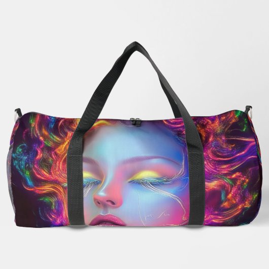 Alien Woman mit kosmischem Haar Duffle Bag (Rückseite)