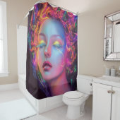 Alien Woman mit kosmischem Haar Duschvorhang (Beispiel)