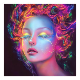 Alien Woman mit kosmischem Haar Fotodruck