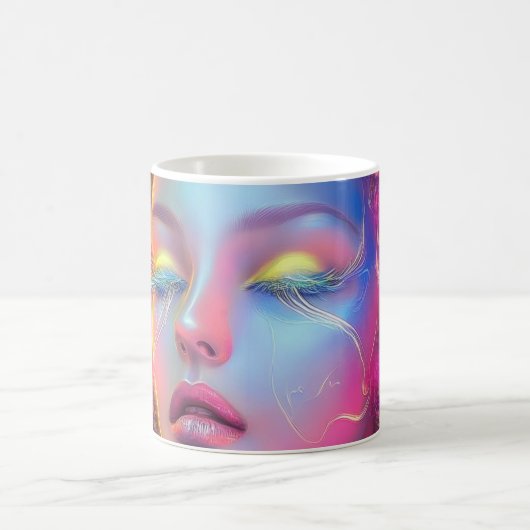 Alien Woman mit kosmischem Haar Kaffeetasse (Mittel)
