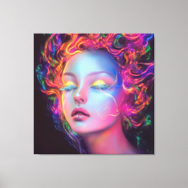 Alien Woman mit kosmischem Haar Leinwanddruck