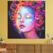 Alien Woman mit kosmischem Haar Leinwanddruck (Insitu (Wohnzimmer))