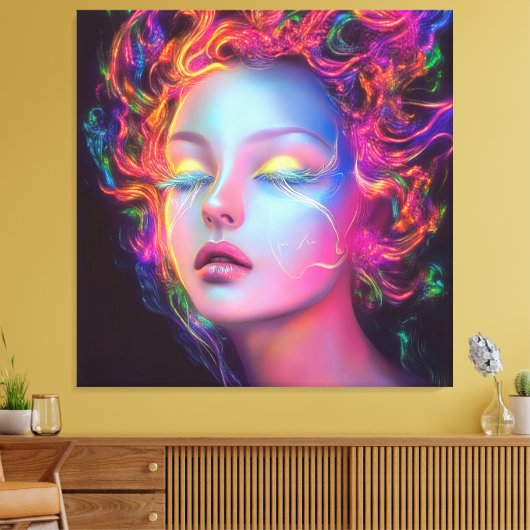 Alien Woman mit kosmischem Haar Leinwanddruck (Insitu (Wohnzimmer))