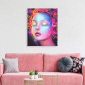 Alien Woman mit kosmischem Haar Leinwanddruck (Insitu (Wohnzimmer))