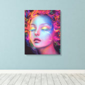 Alien Woman mit kosmischem Haar Leinwanddruck (Insitu (Holzboden))