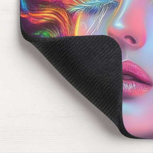 Alien Woman mit kosmischem Haar Mousepad (Ecke)