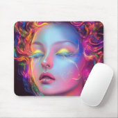 Alien Woman mit kosmischem Haar Mousepad (Mit Mouse)