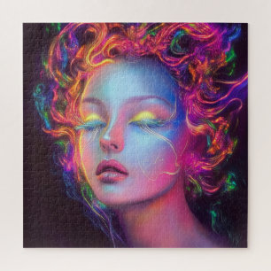 Alien Woman mit kosmischem Haar Puzzle